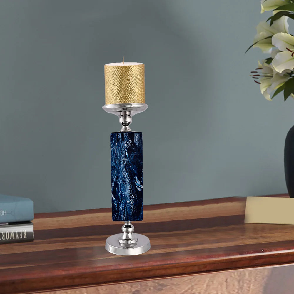 Blue Marble Design Candle Holder