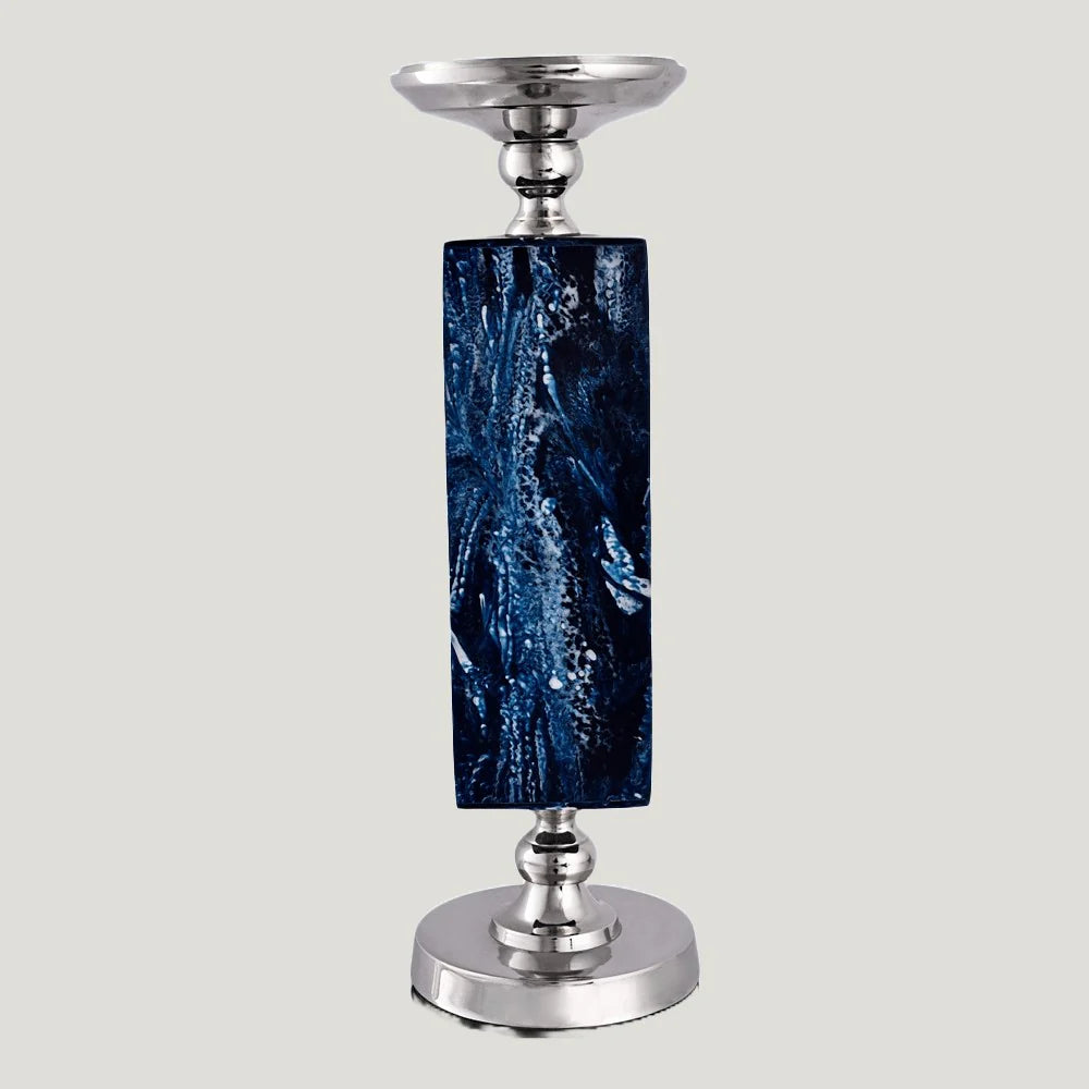 Blue Marble Design Candle Holder