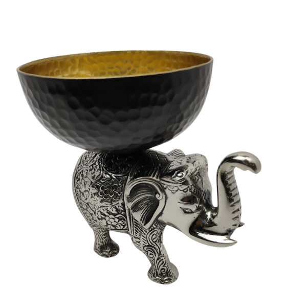 Metal Accent Elephant Bowl with Gold Interior