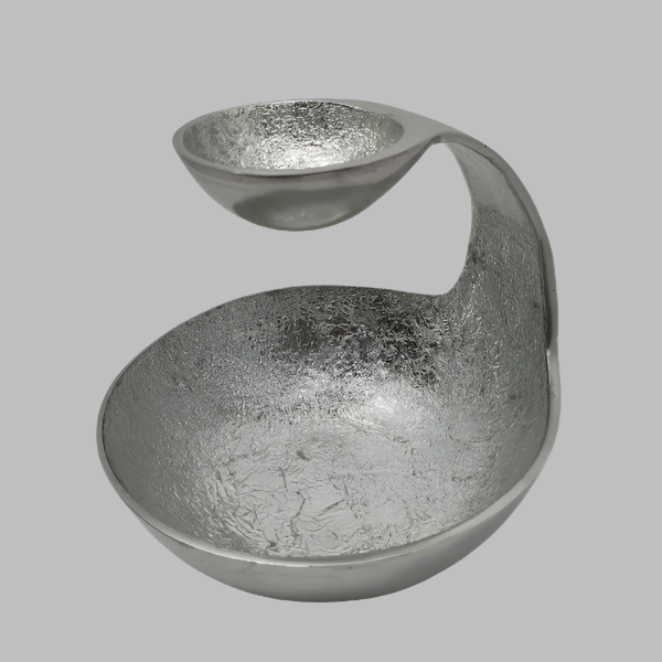 Modern Silver Chip and Dip Server | Unique Serving Bowl