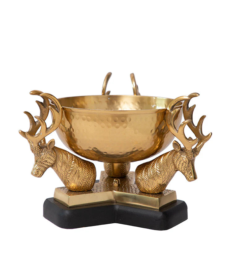 Brass Serving Bowl on Deer Antler Stand