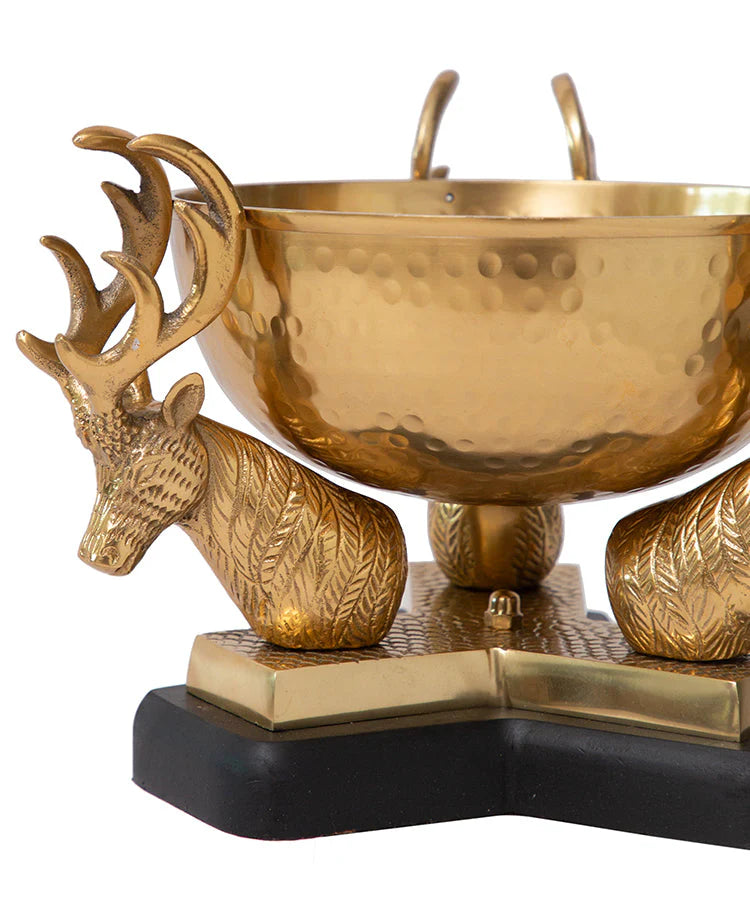 Brass Serving Bowl on Deer Antler Stand