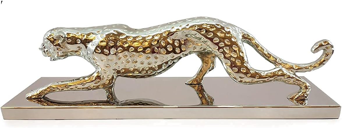 Decorative Metal Panther Sculpture - Home Accent