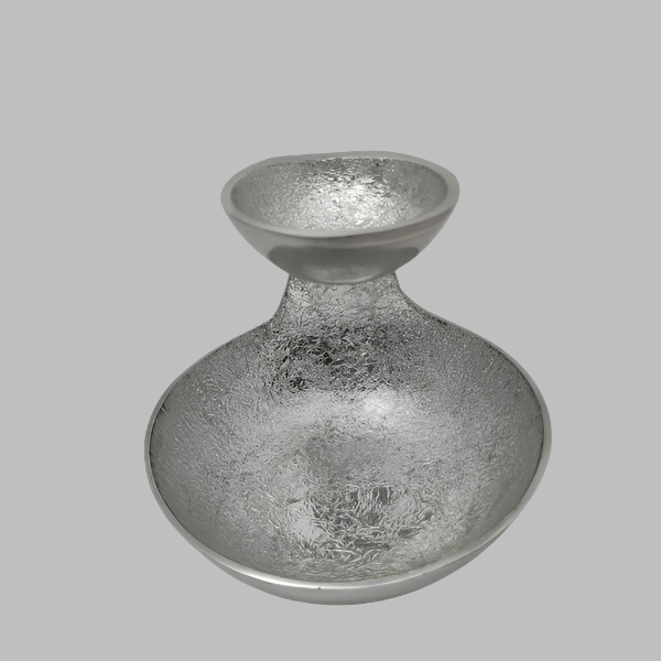 Modern Silver Chip and Dip Server | Unique Serving Bowl