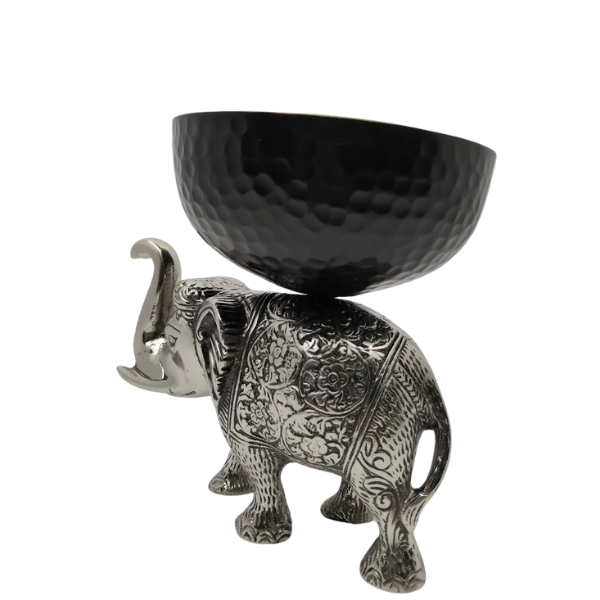 Metal Accent Elephant Bowl with Gold Interior