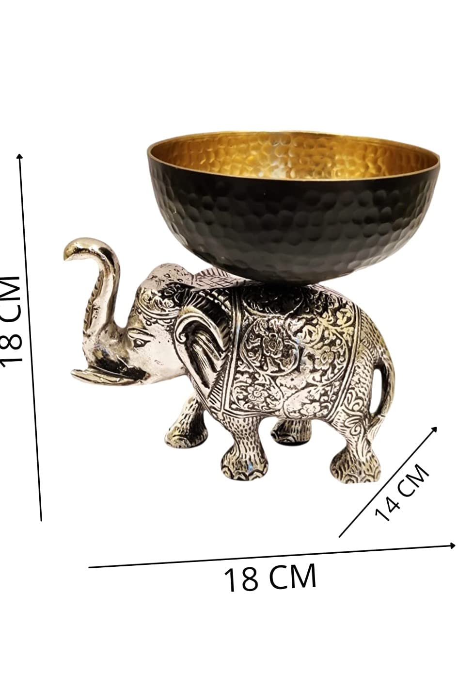 Metal Accent Elephant Bowl with Gold Interior