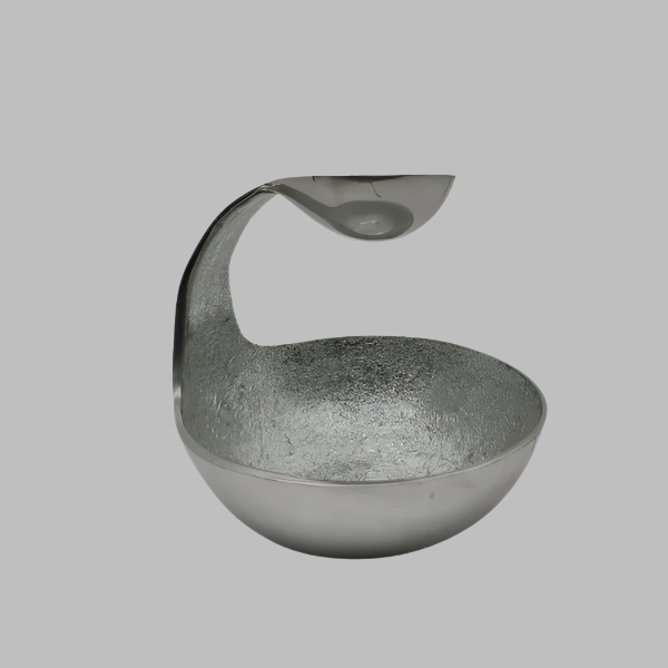 Modern Silver Chip and Dip Server | Unique Serving Bowl