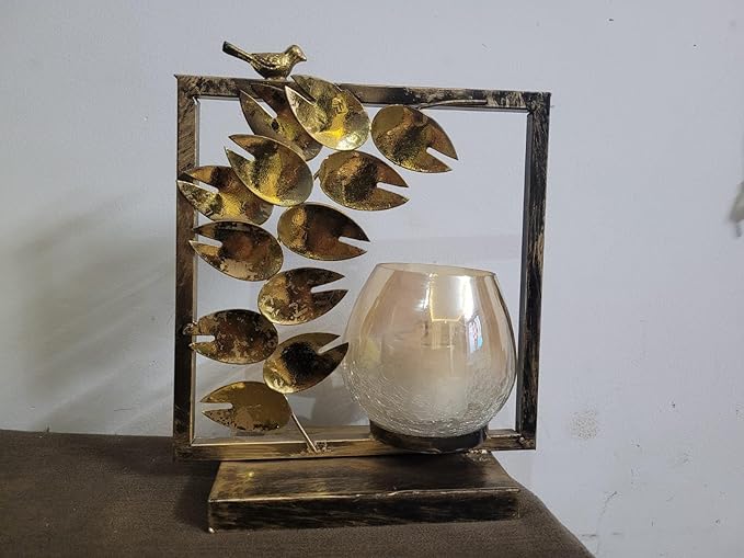 Leaf Design Candle Holder with Smoke-Free Candle