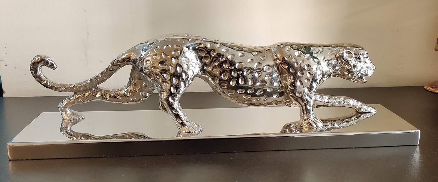 Decorative Metal Panther Sculpture - Home Accent