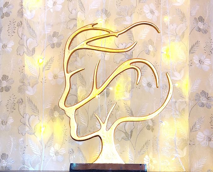 Eternity Gold Metal Face Sculpture – Figurine Décor