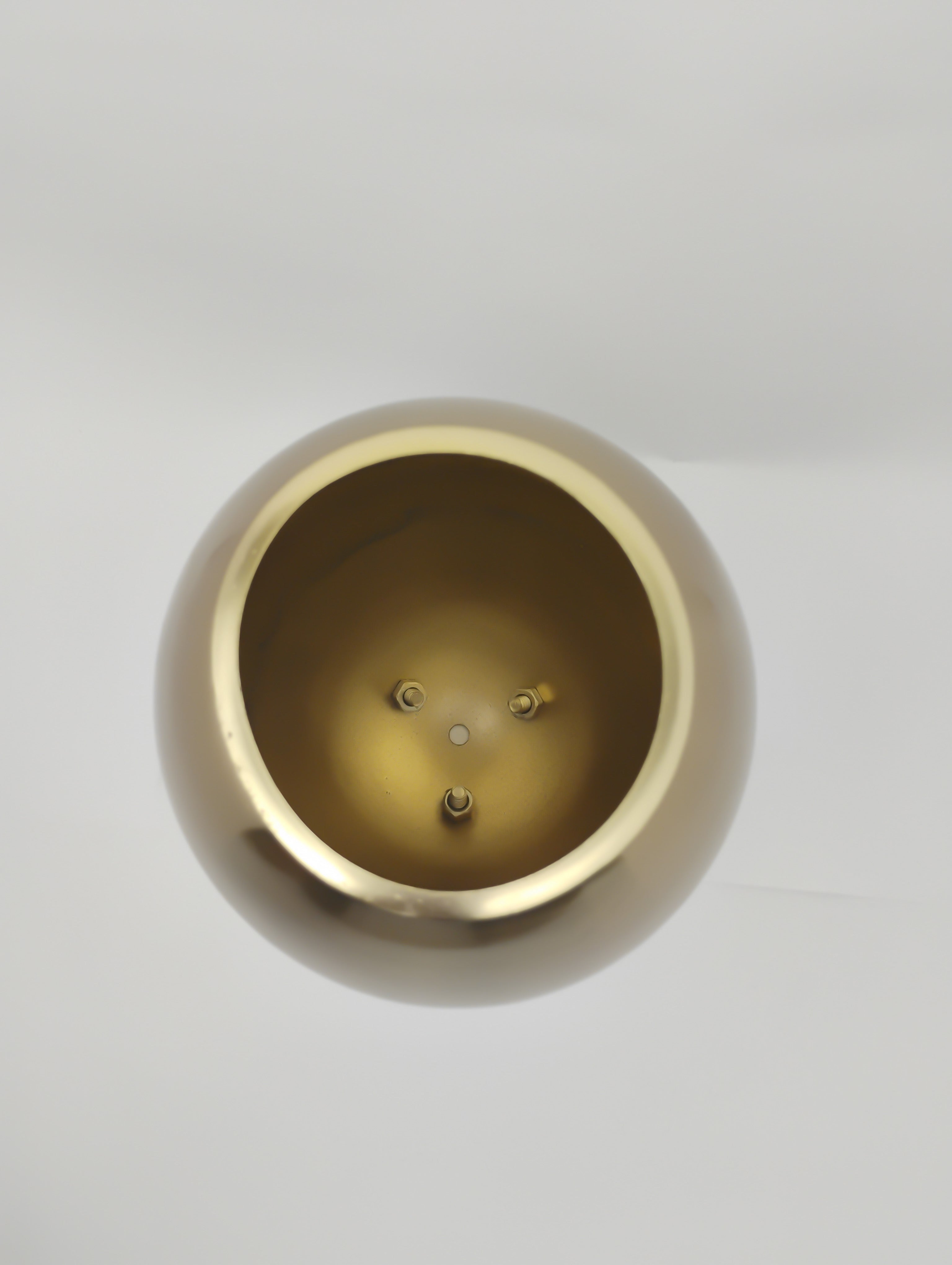 Golden Oval Metal Vase with Three-Legged Modern Design