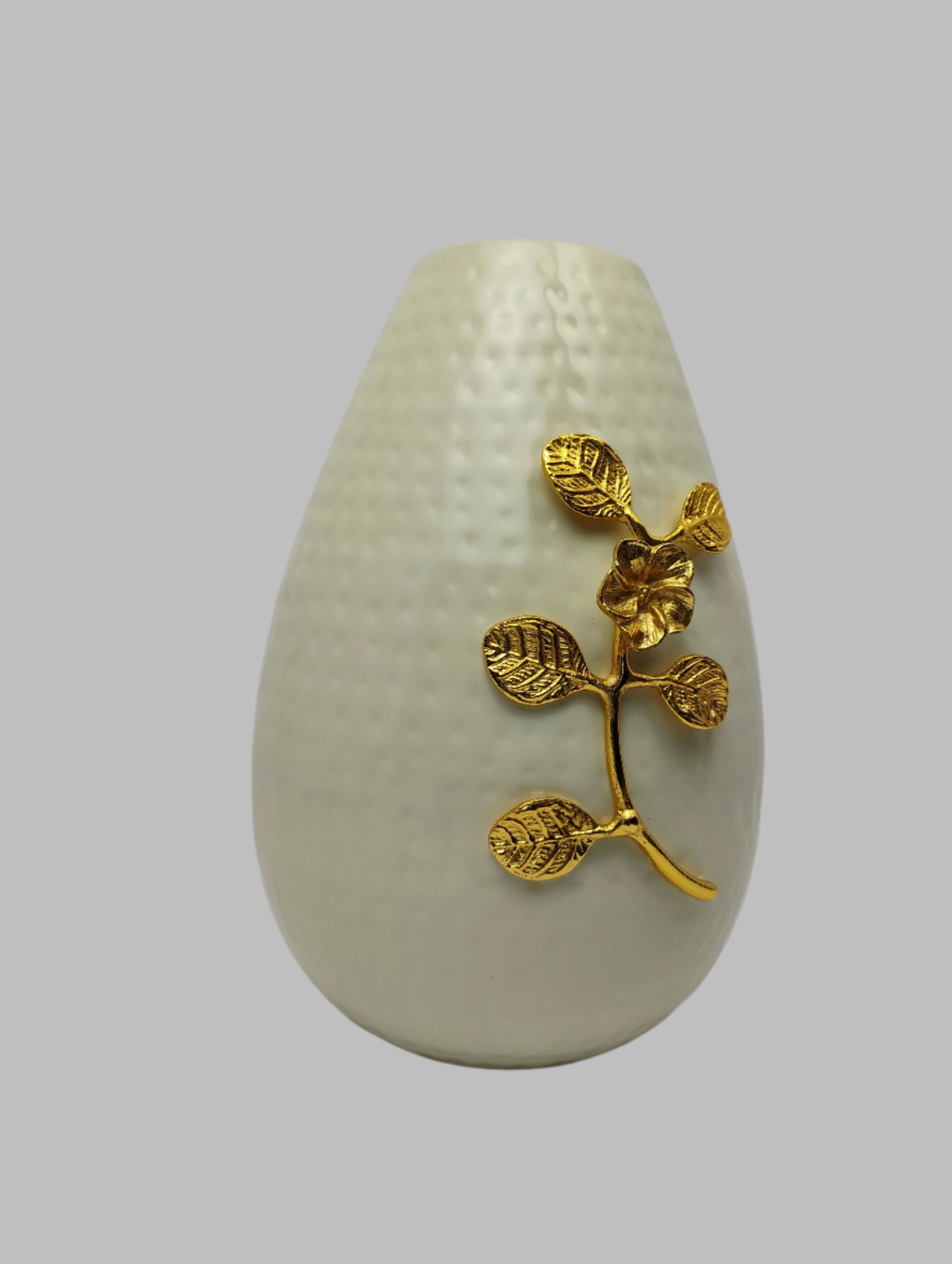 Premium White Vase with Golden Flower Design