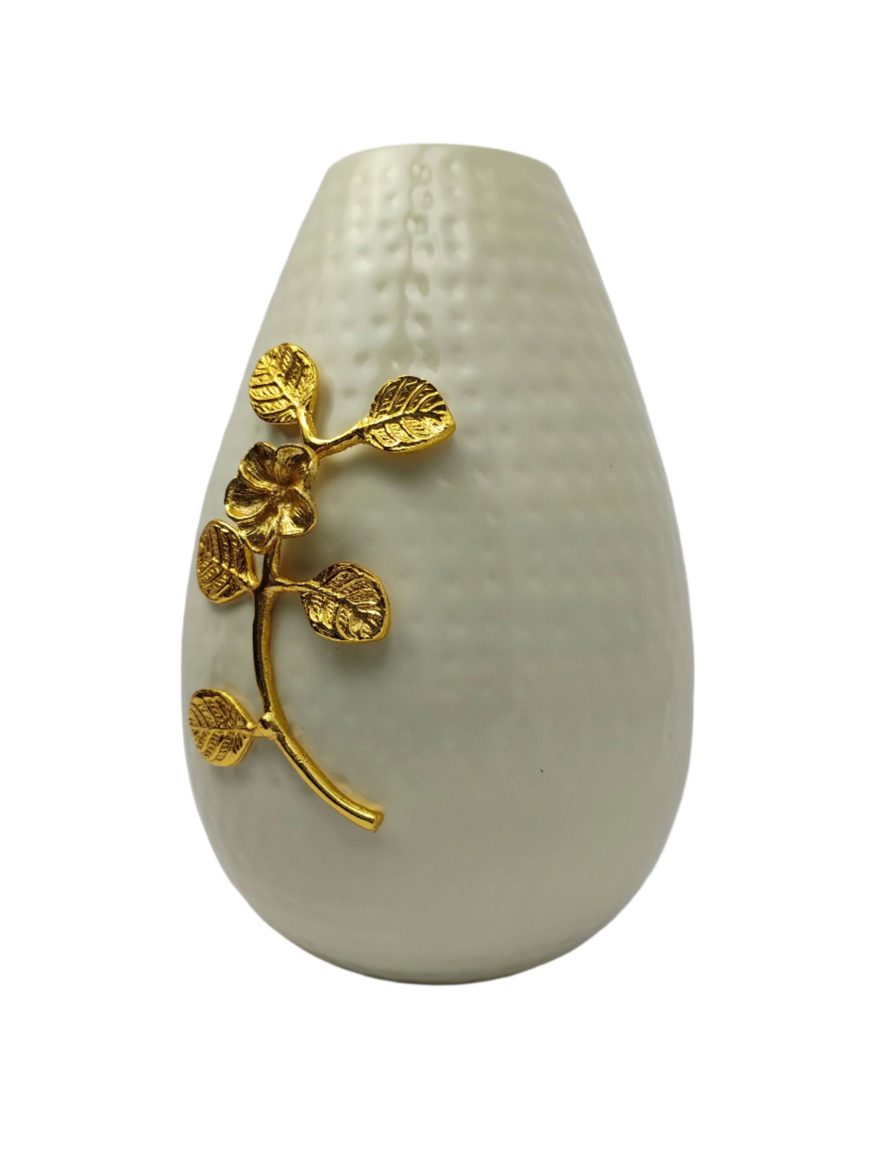 Premium White Vase with Golden Flower Design