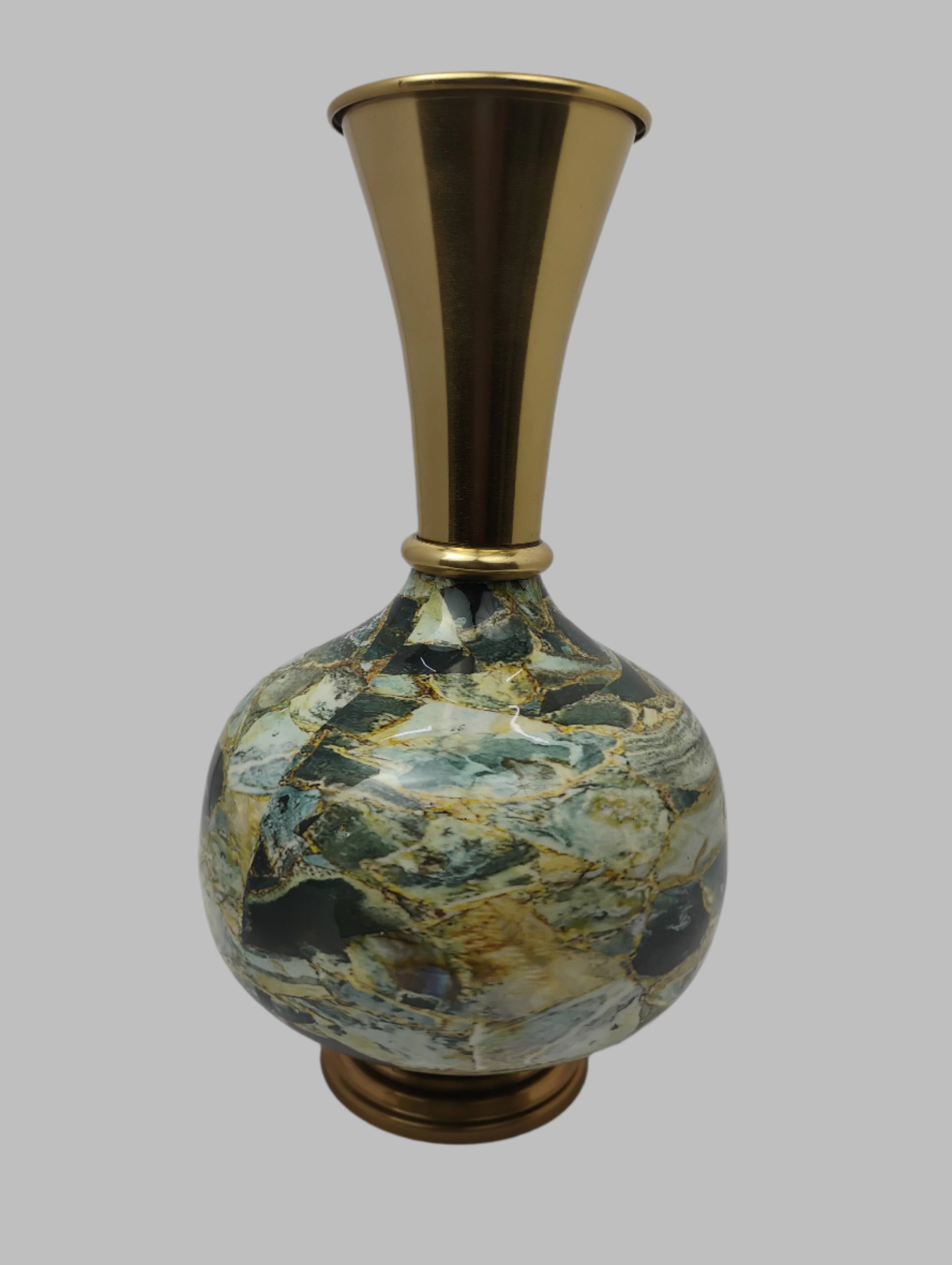 Gold and Marble-Inspired Decorative Table Vase