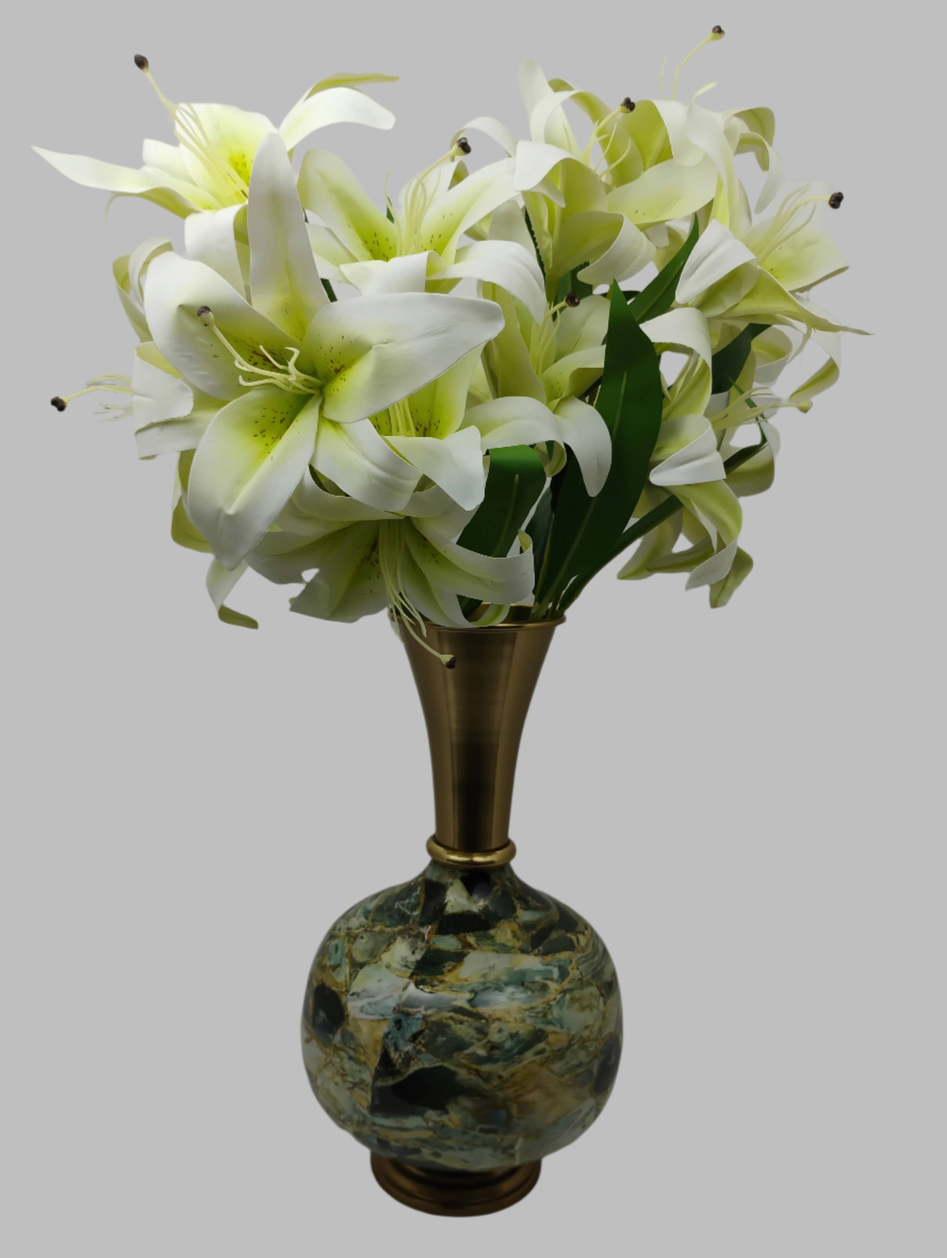 Gold and Marble-Inspired Decorative Table Vase