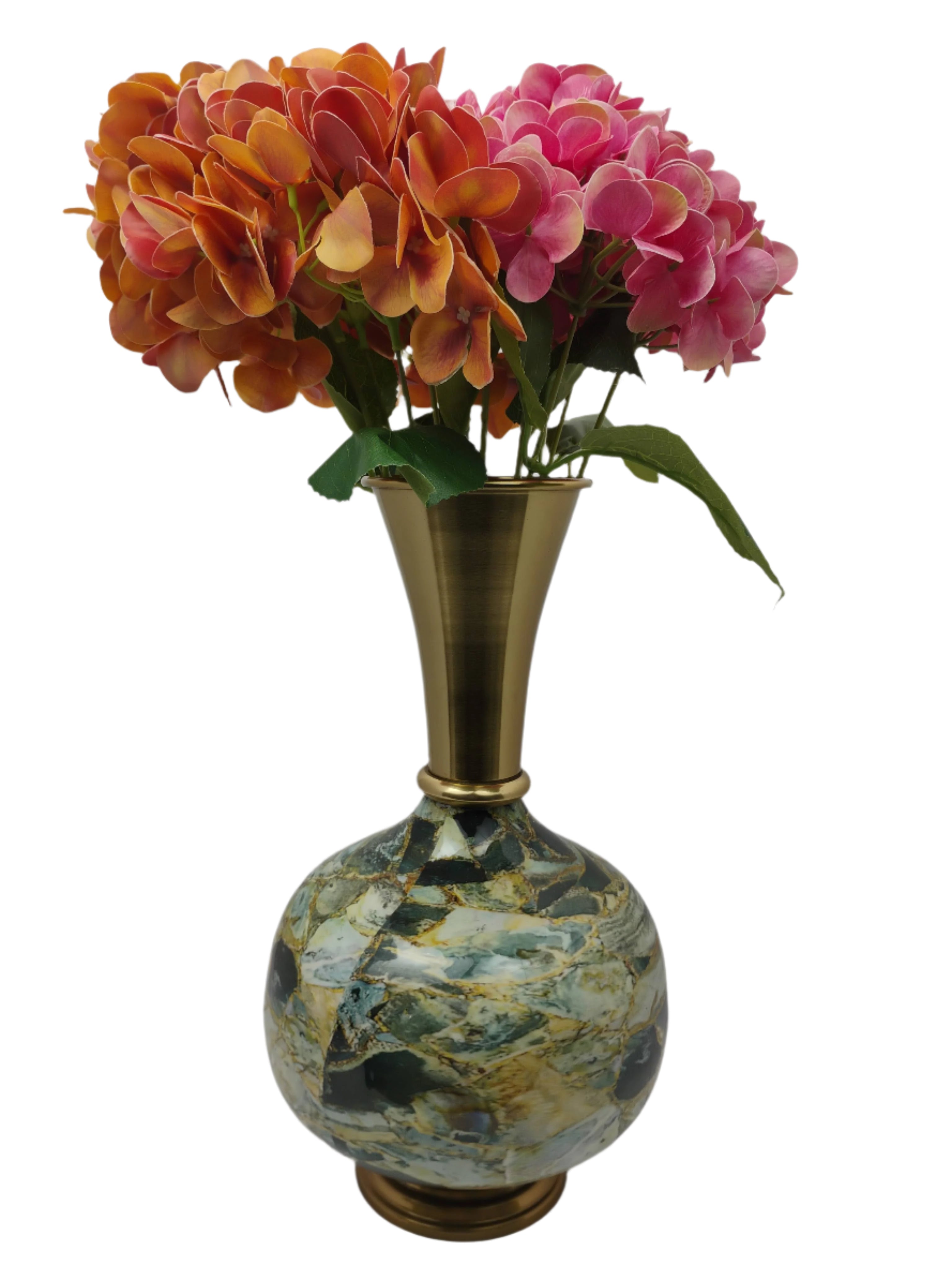Gold and Marble-Inspired Decorative Table Vase