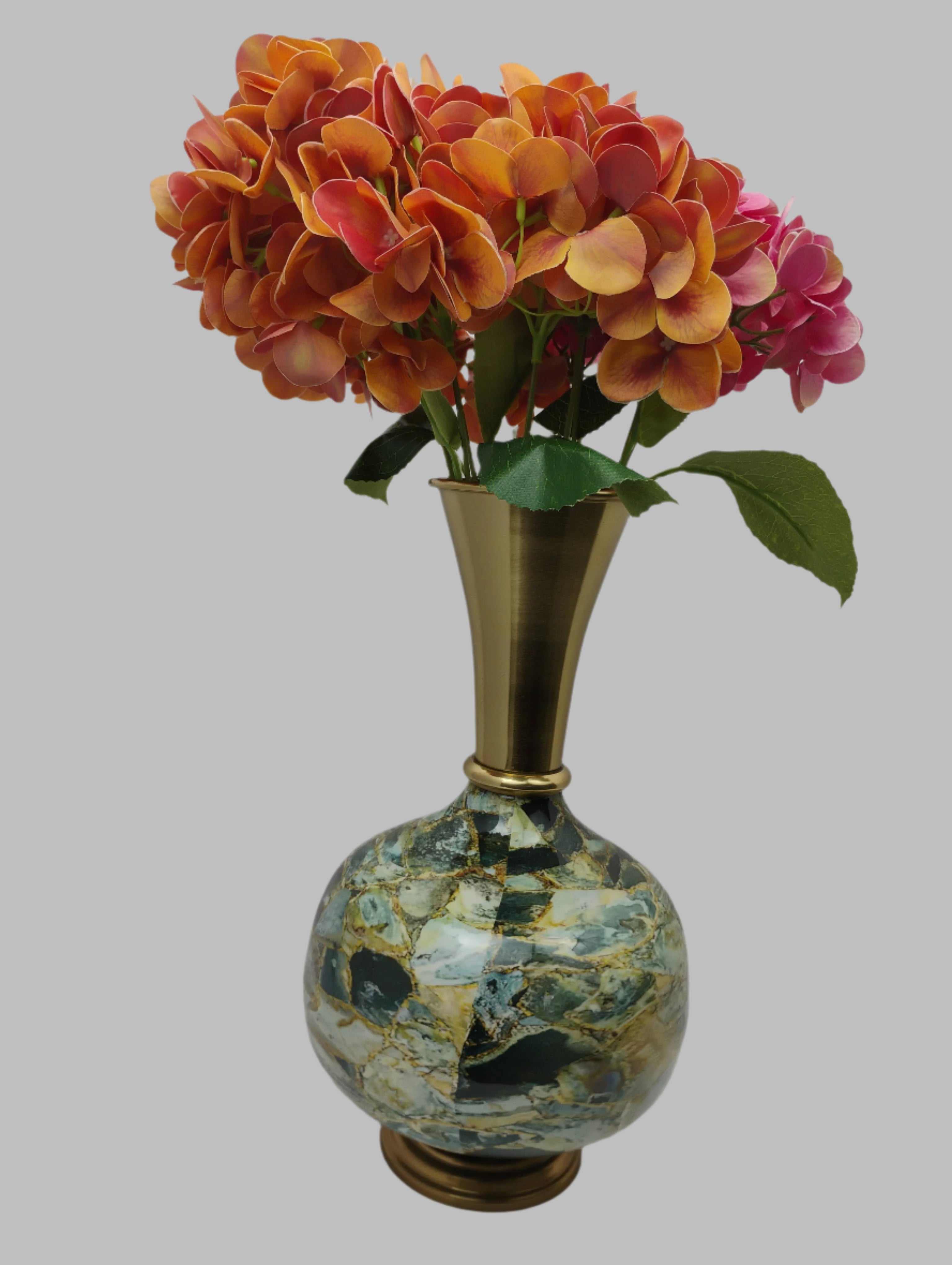 Gold and Marble-Inspired Decorative Table Vase