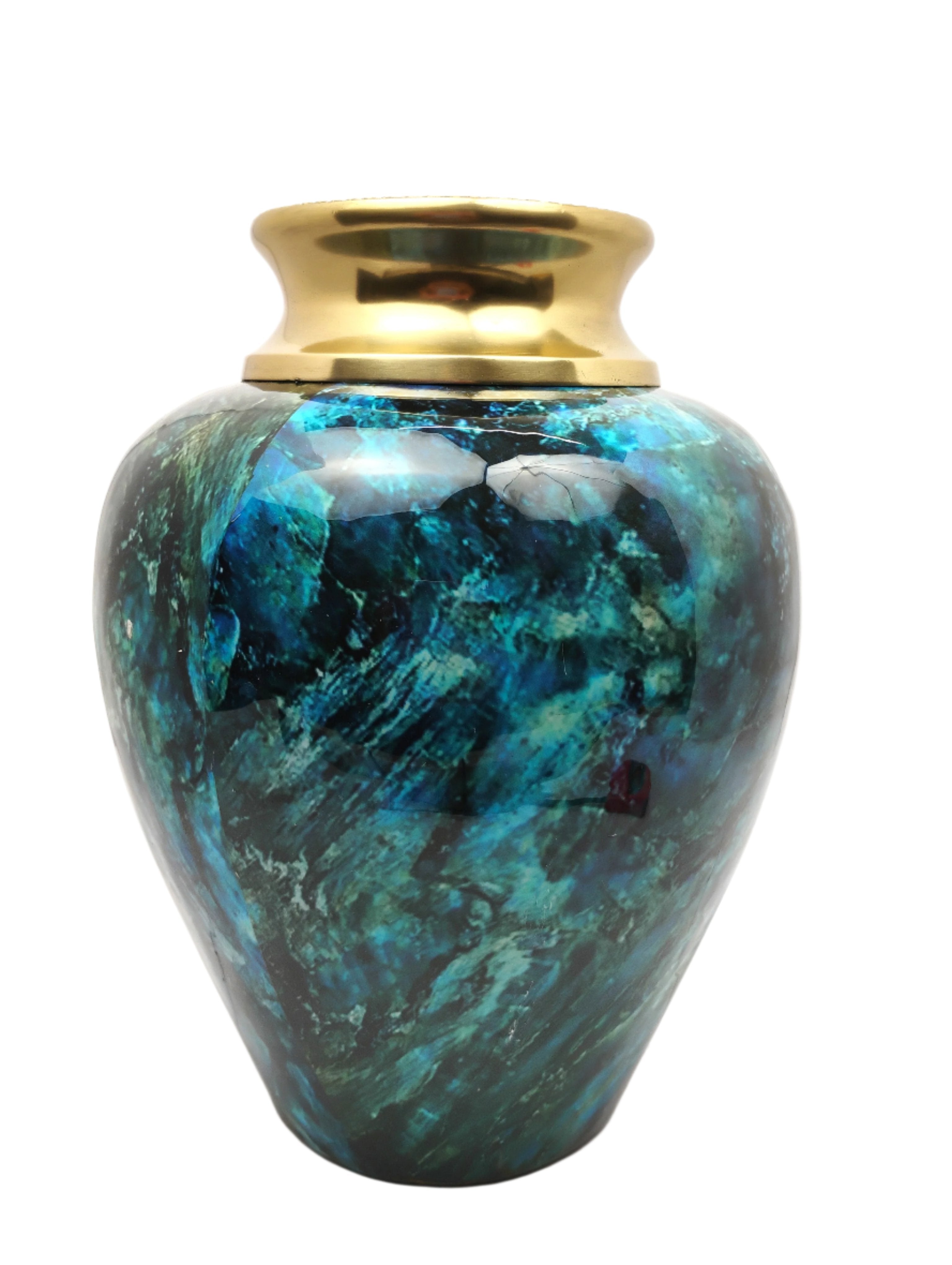 Blue and Gold Marble-Finish Decorative Vase