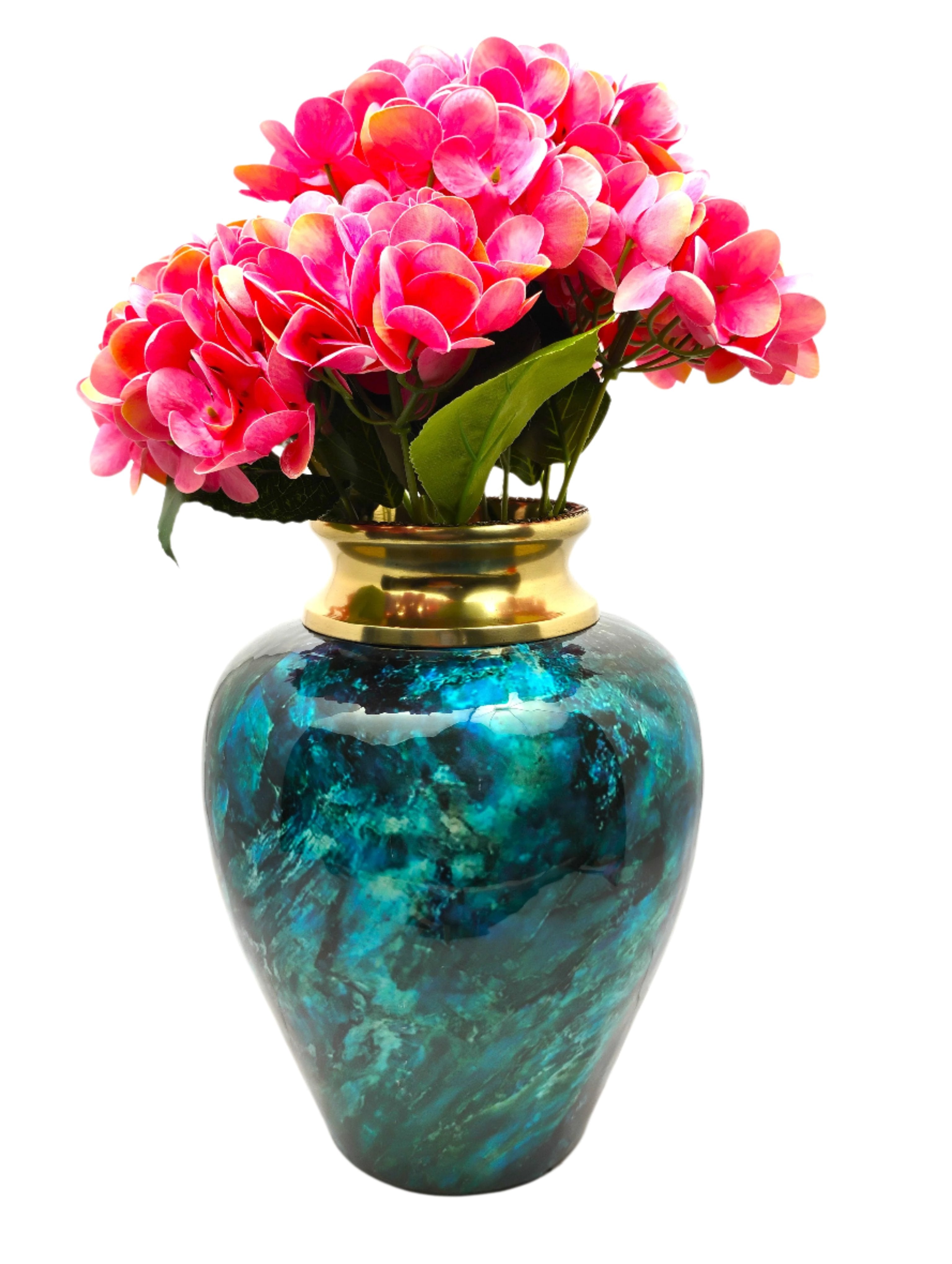 Blue and Gold Marble-Finish Decorative Vase