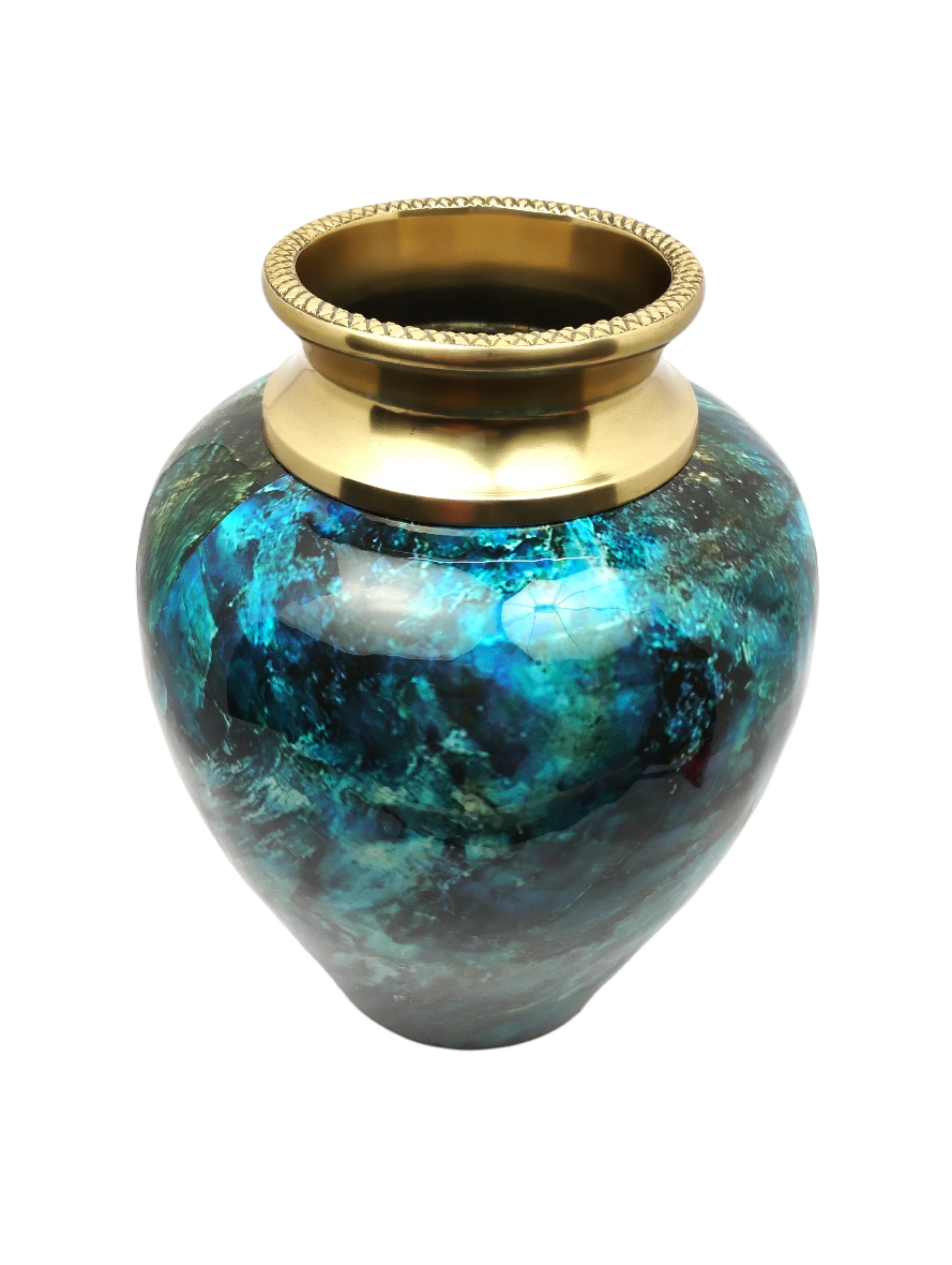 Blue and Gold Marble-Finish Decorative Vase