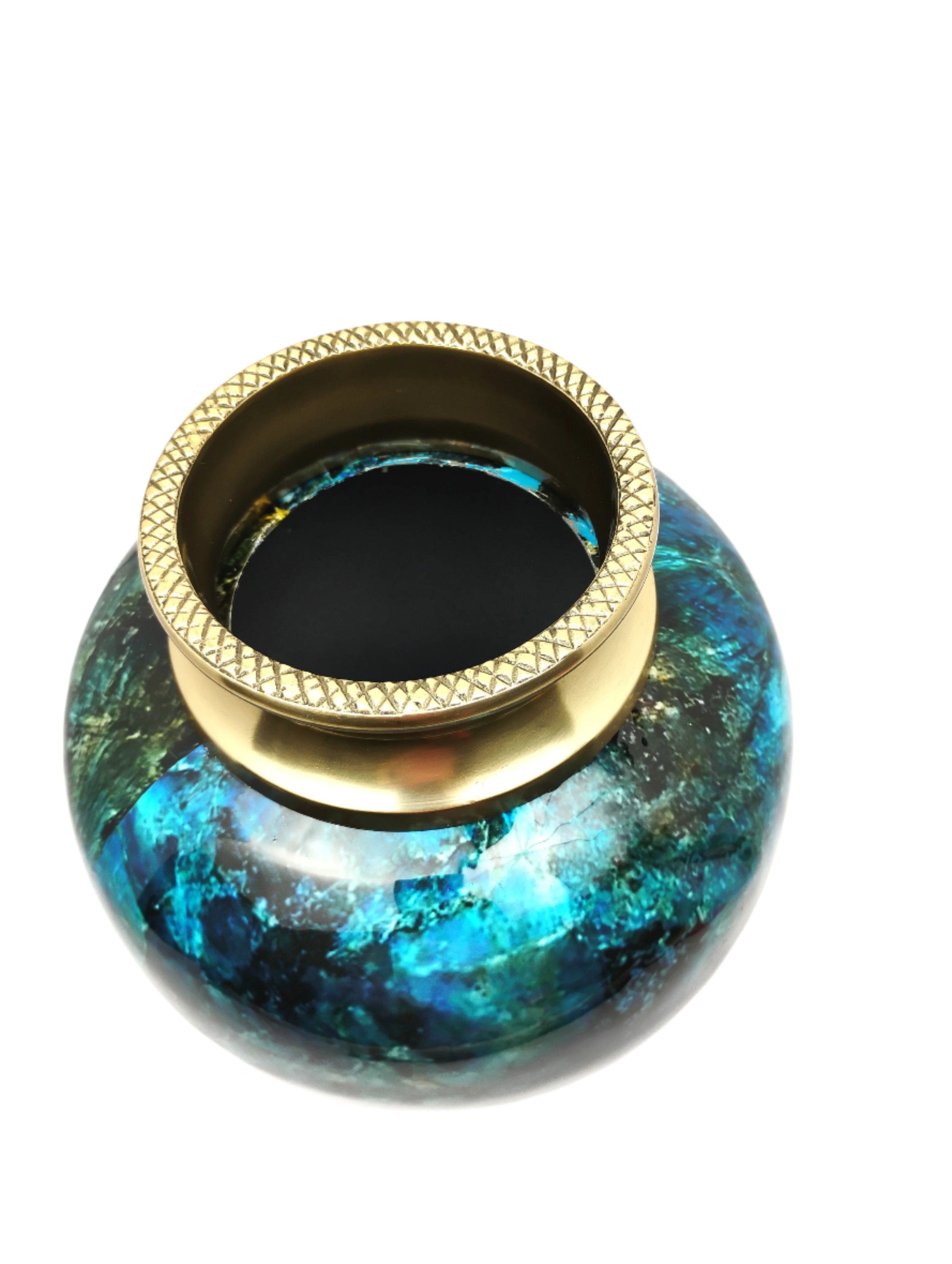 Blue and Gold Marble-Finish Decorative Vase