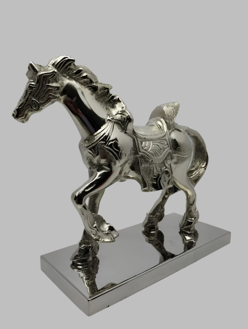 Horse Statue with Metal Base