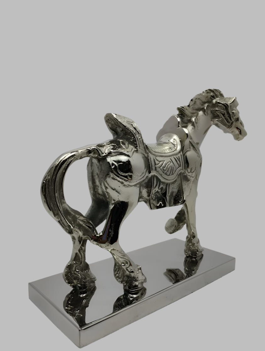 Horse Statue with Metal Base