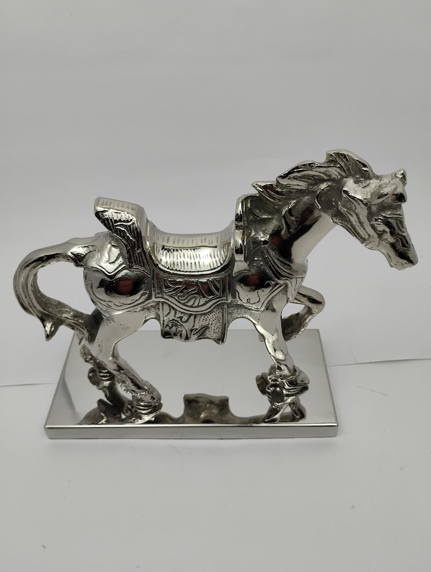 Horse Statue with Metal Base