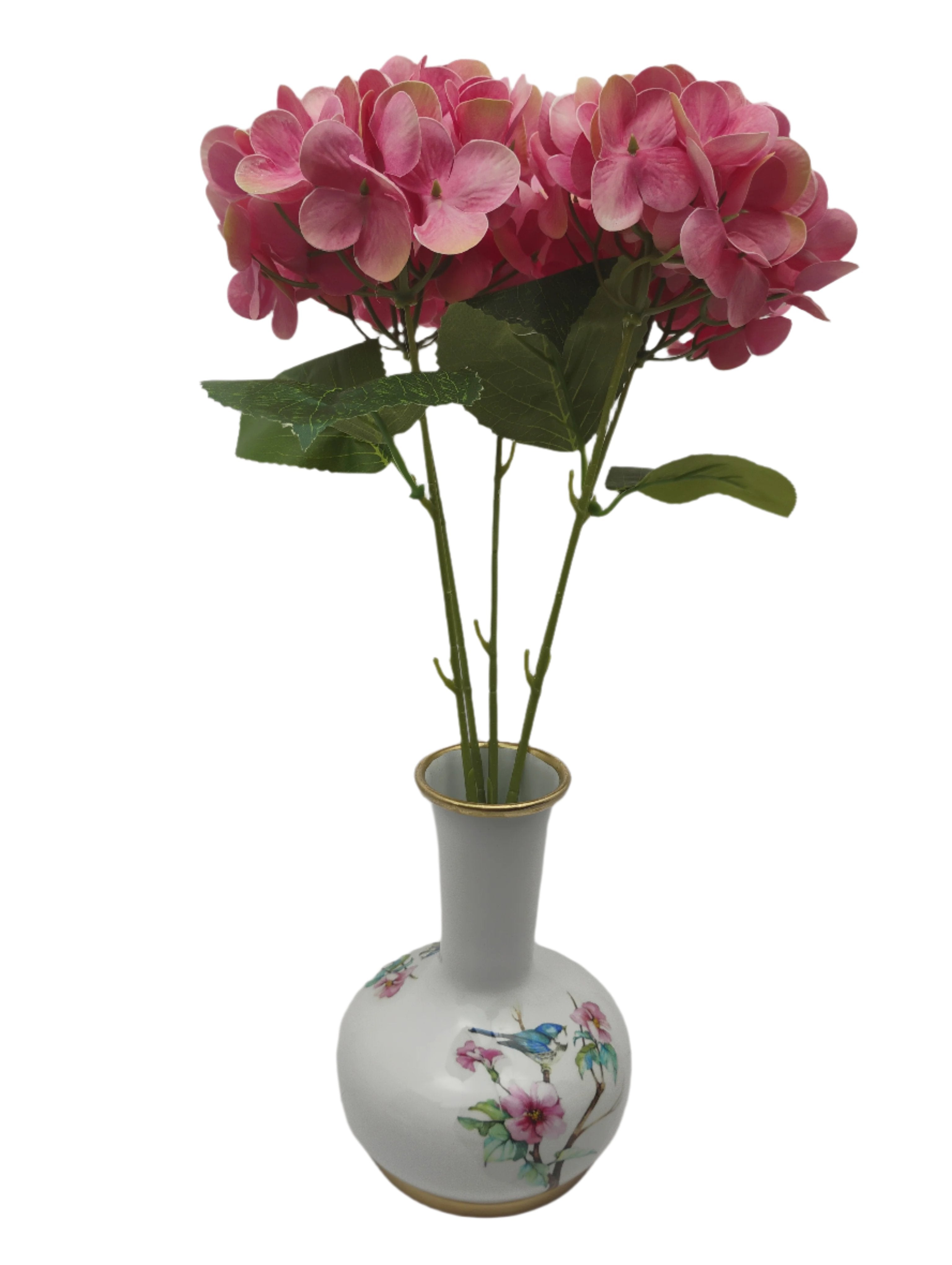 Metal Vase with Bird and Floral Design