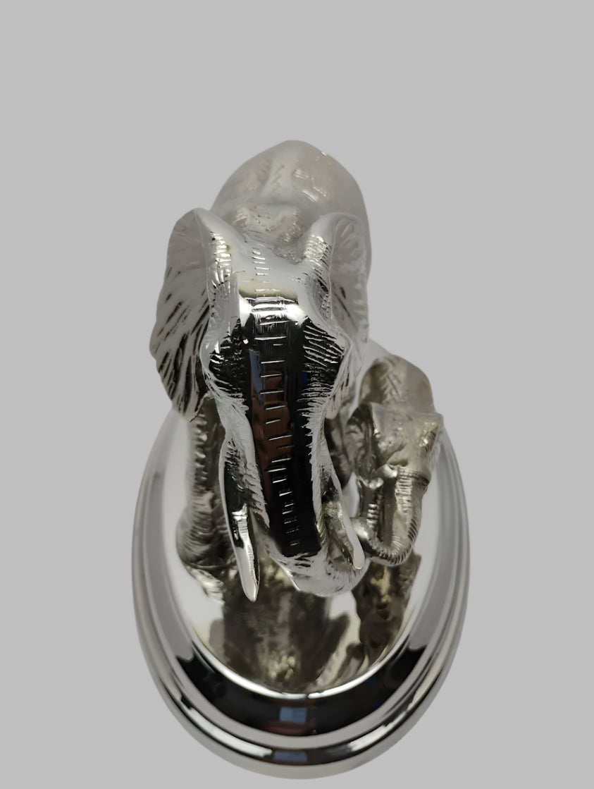 Silver Elephant Figurine with Calf