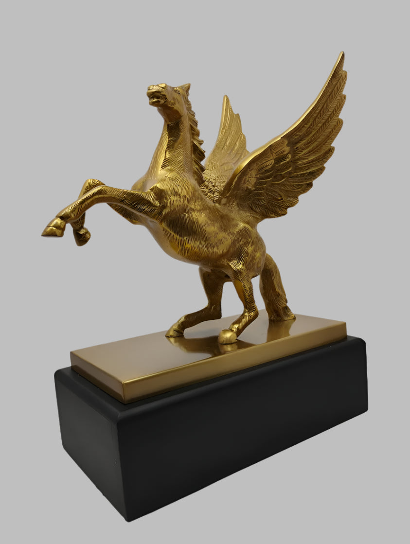 Golden Pegasus Sculpture - Winged Horse Statue
