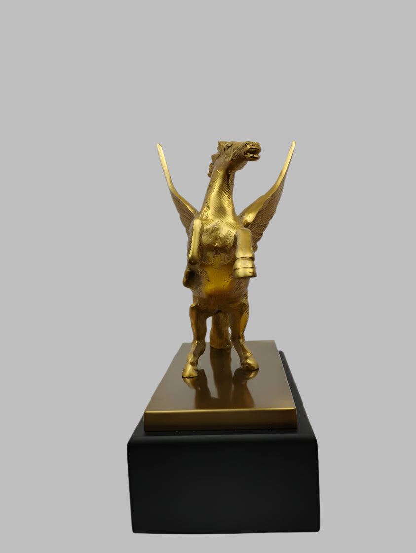Golden Pegasus Sculpture - Winged Horse Statue