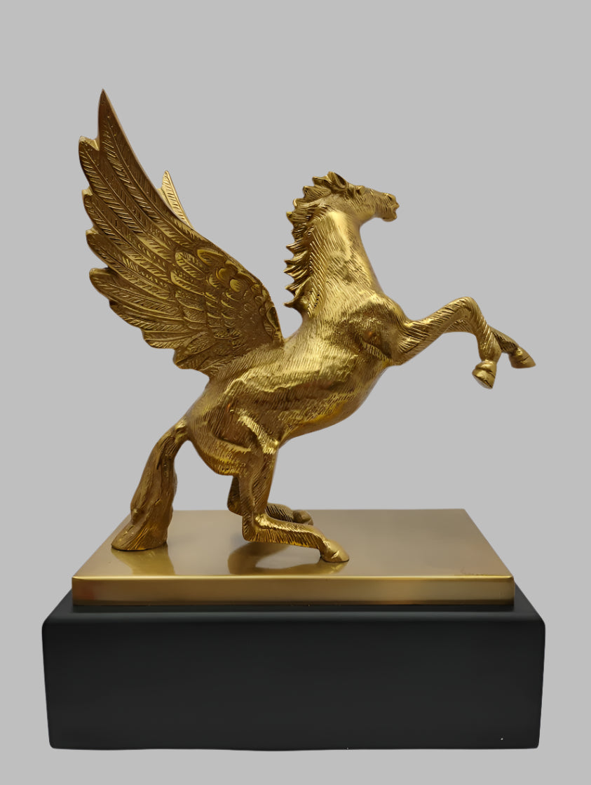 Golden Pegasus Sculpture - Winged Horse Statue