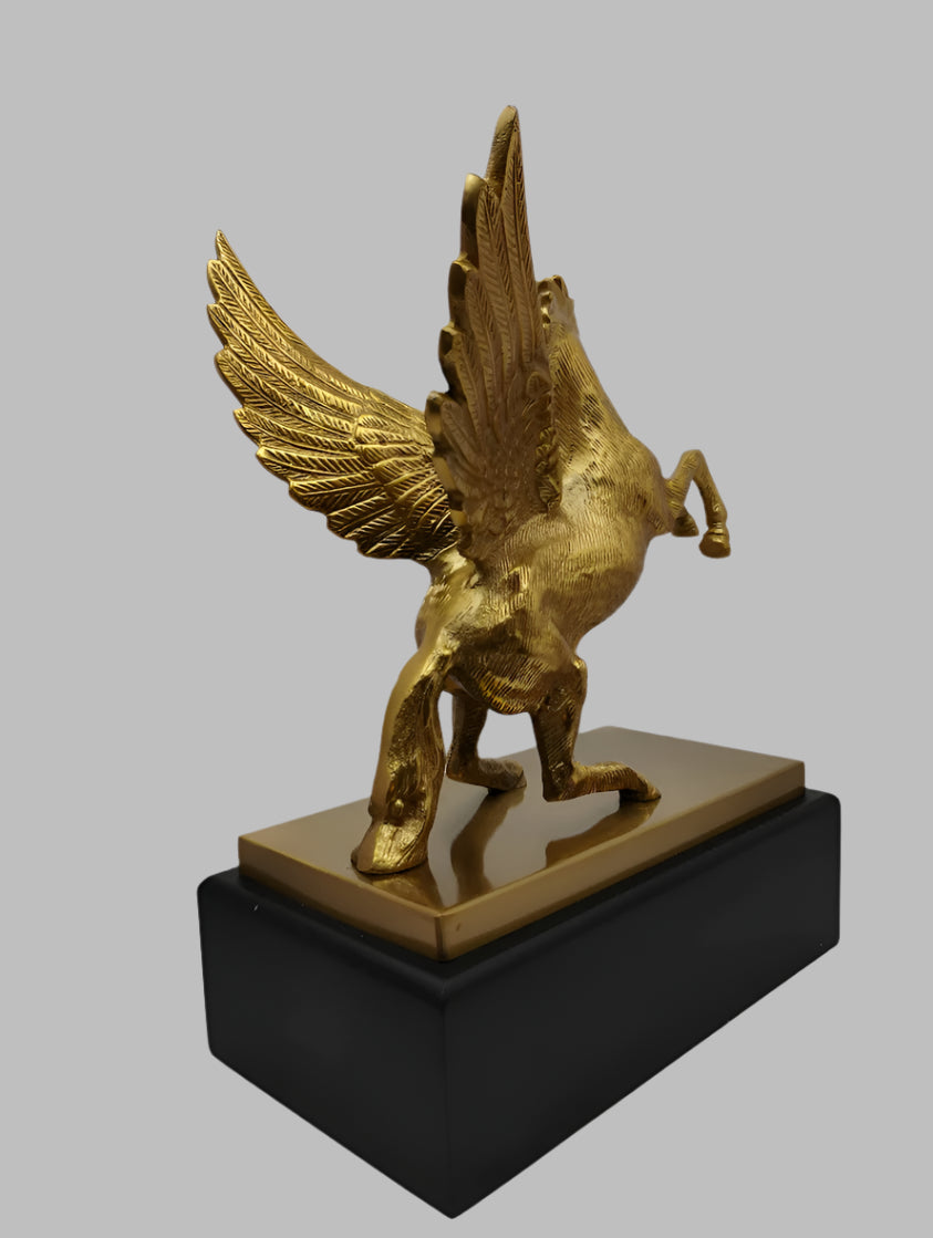 Golden Pegasus Sculpture - Winged Horse Statue