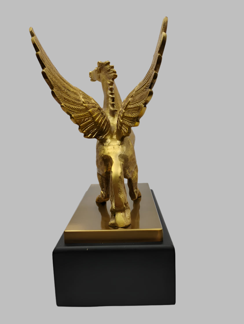 Golden Pegasus Sculpture - Winged Horse Statue