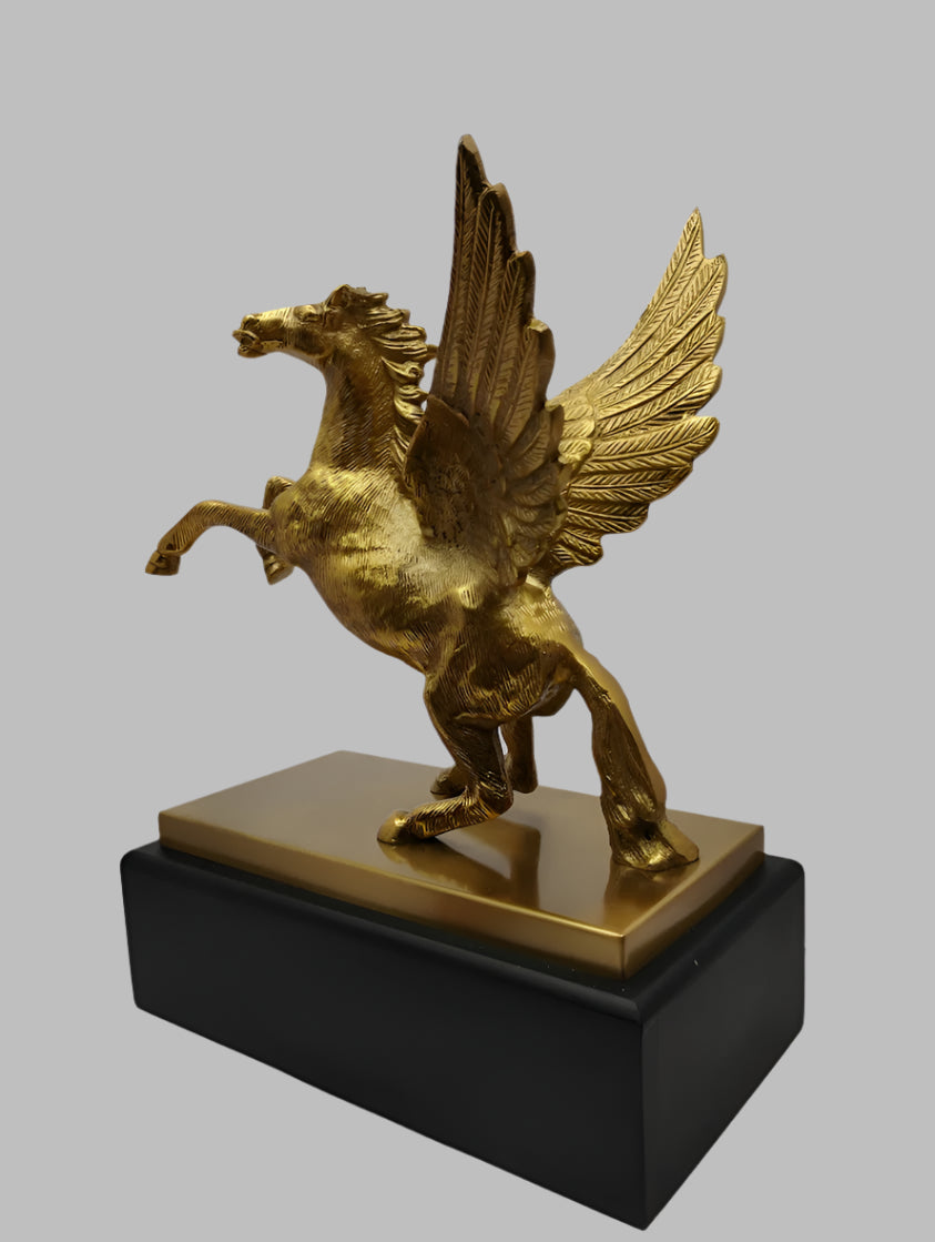 Golden Pegasus Sculpture - Winged Horse Statue