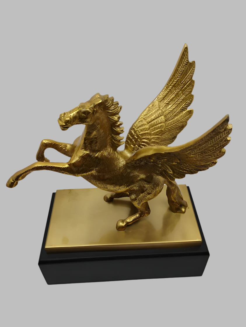 Golden Pegasus Sculpture - Winged Horse Statue