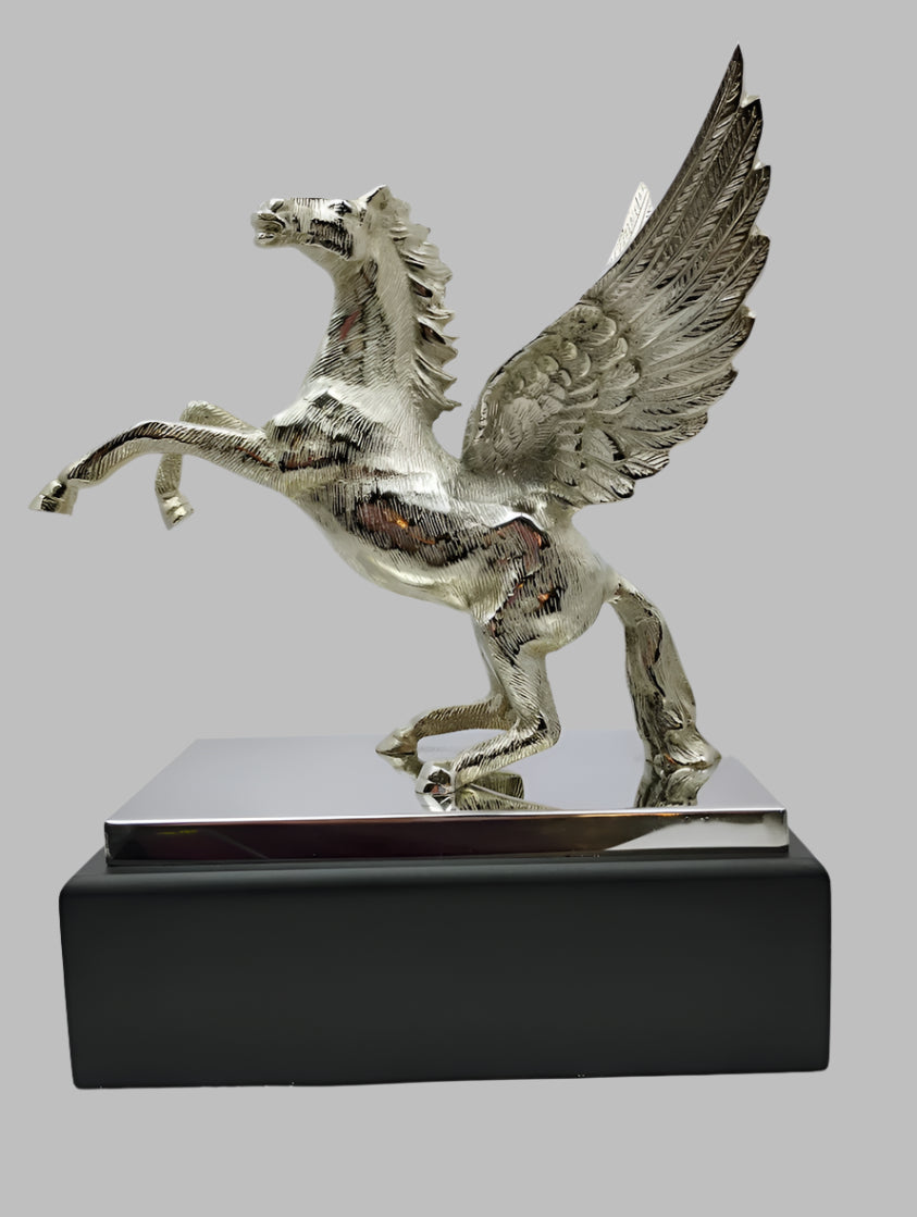 Silver Pegasus Sculpture - Winged Horse Statue