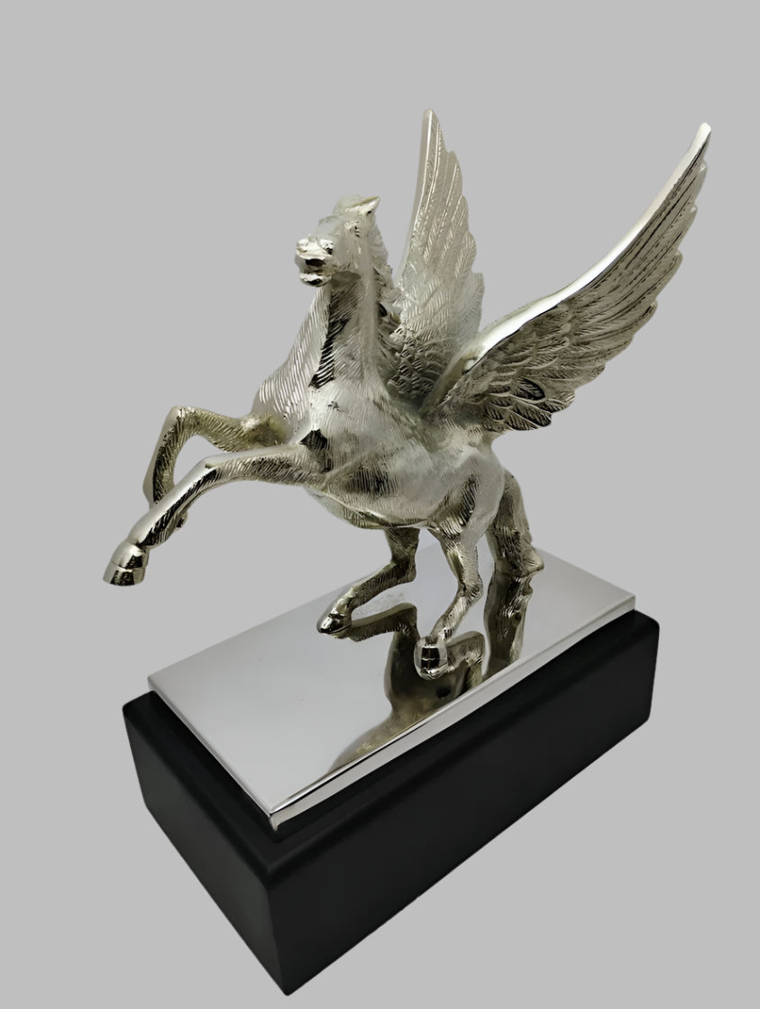 Silver Pegasus Sculpture - Winged Horse Statue