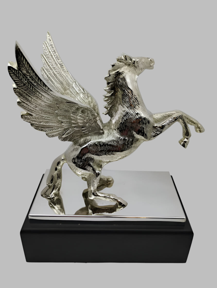 Silver Pegasus Sculpture - Winged Horse Statue