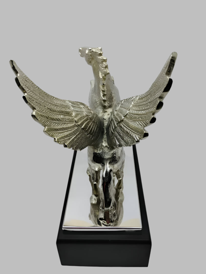 Silver Pegasus Sculpture - Winged Horse Statue