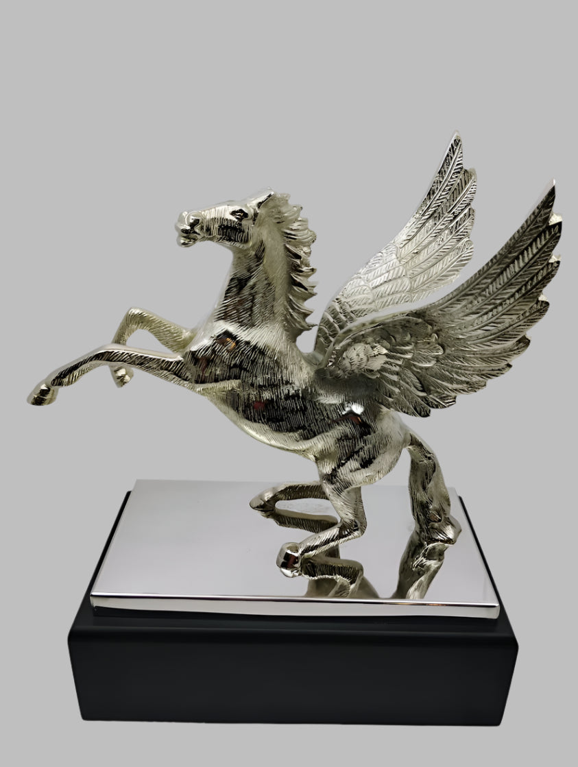 Silver Pegasus Sculpture - Winged Horse Statue