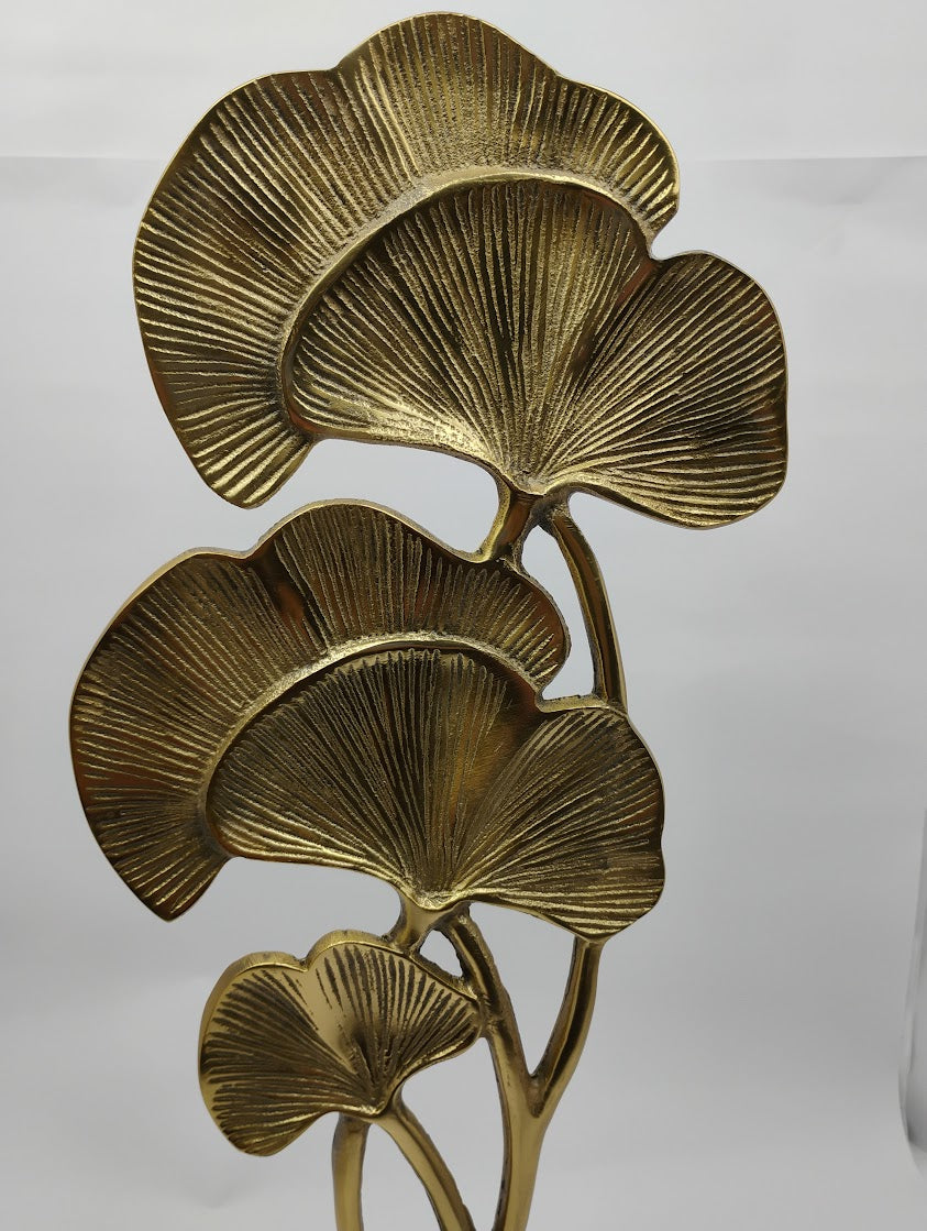 Golden Ginkgo Leaf Ornament - Metal Art Decor