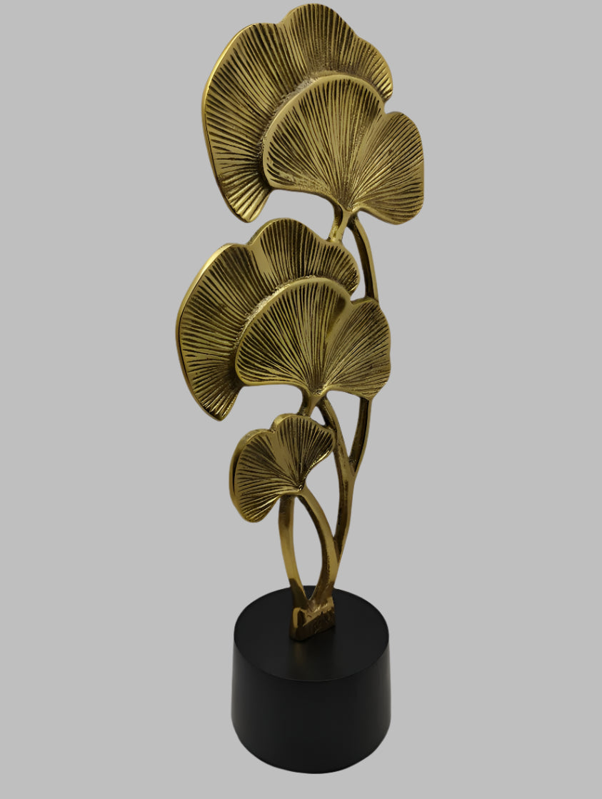 Golden Ginkgo Leaf Ornament - Metal Art Decor