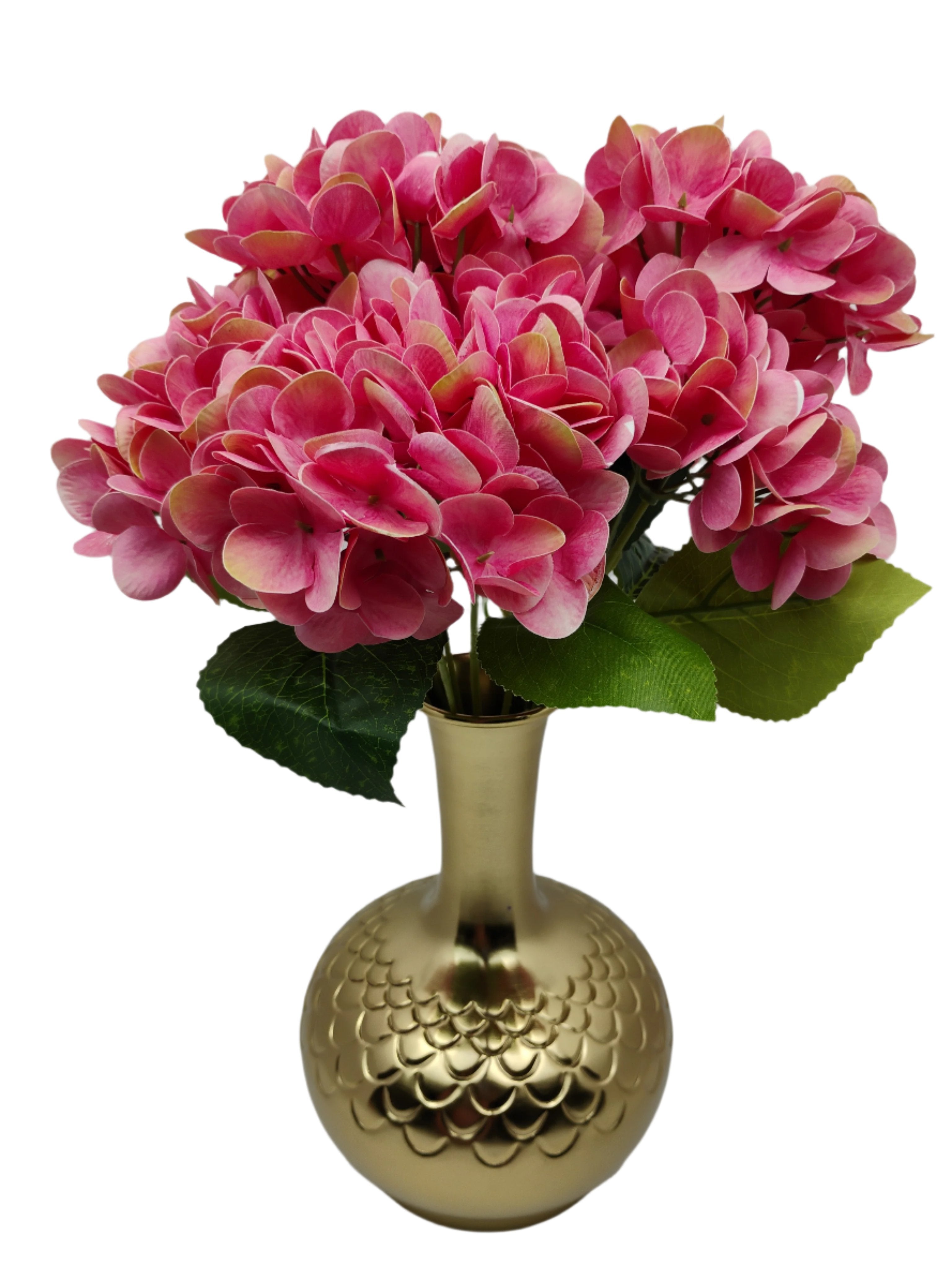 Gold Metal Vase with Embossed Scallop Design