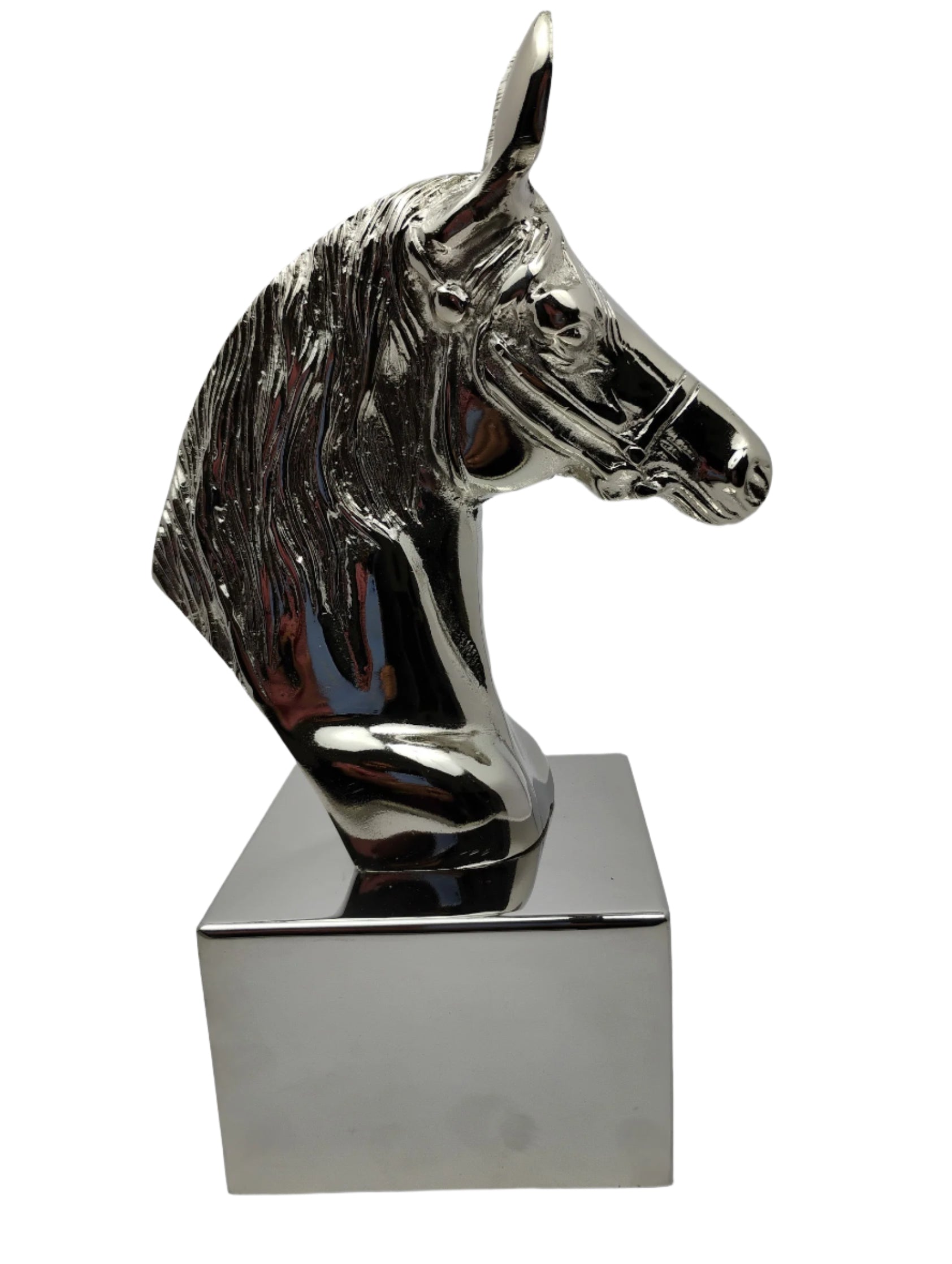 Silver Crystal Horse Head Sculpture