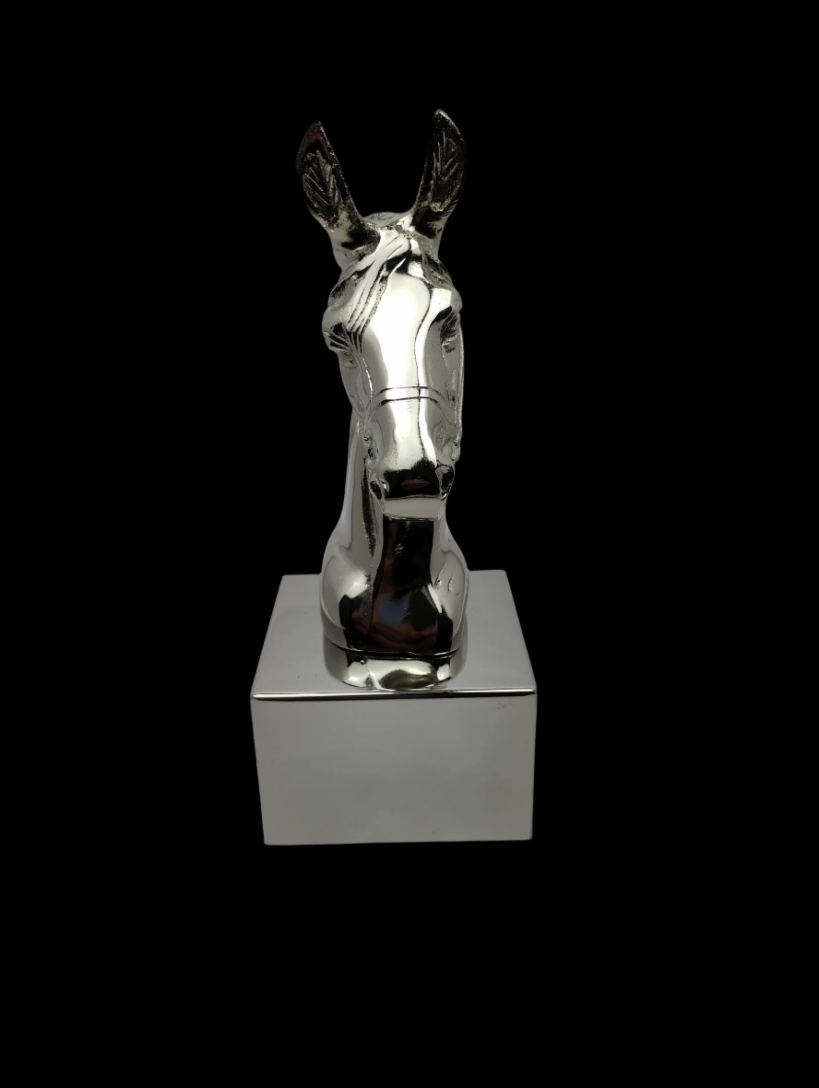 Silver Crystal Horse Head Sculpture