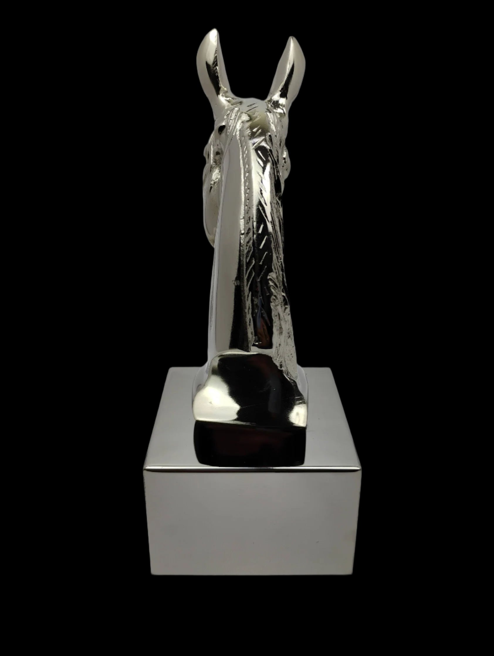 Silver Crystal Horse Head Sculpture