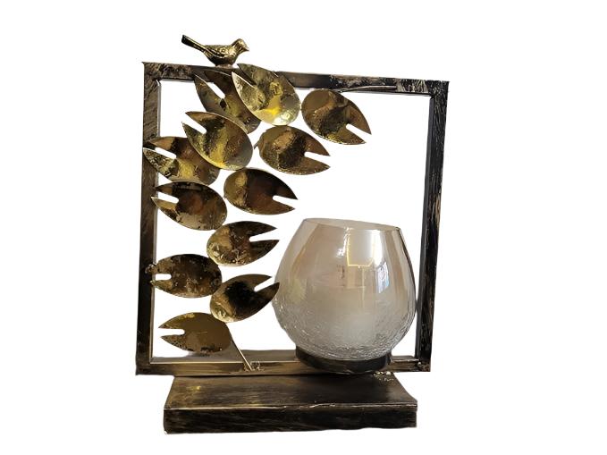 Leaf Design Candle Holder with Smoke-Free Candle