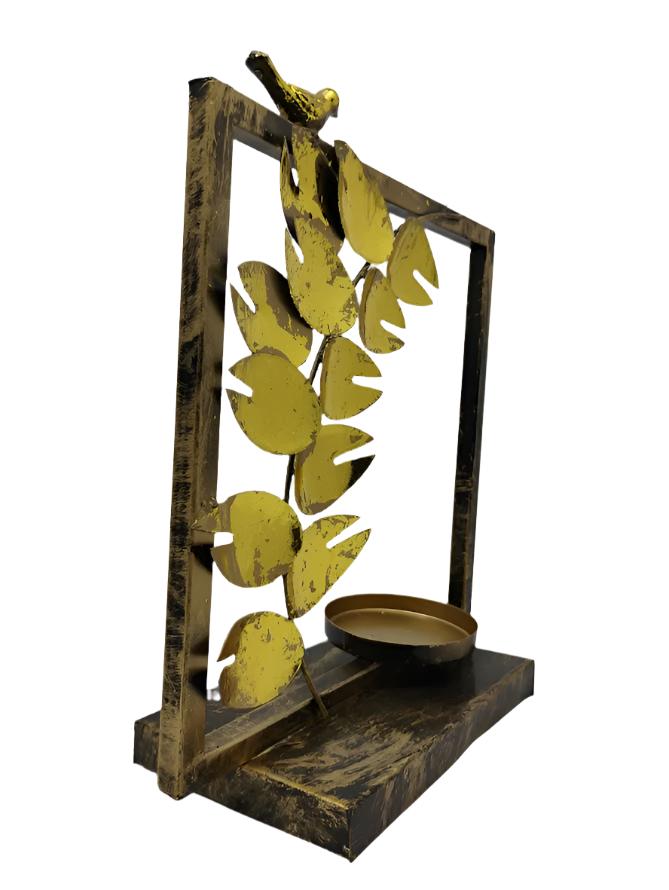 Leaf Design Candle Holder with Smoke-Free Candle